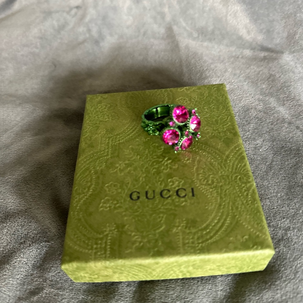 Gucci Green and Pink Gemstone Ring